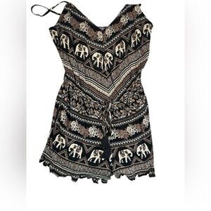 NWT - BeCool Women Black Elephants Jumper Romper Shorts - Size Small